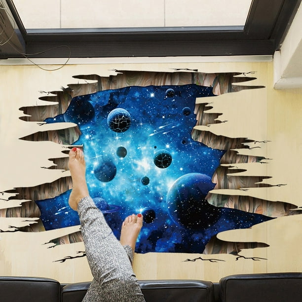 Galaxy Space Murals Wall Decal Creative 3D Cosmic Milky Way Floor/ Ceiling / Window
