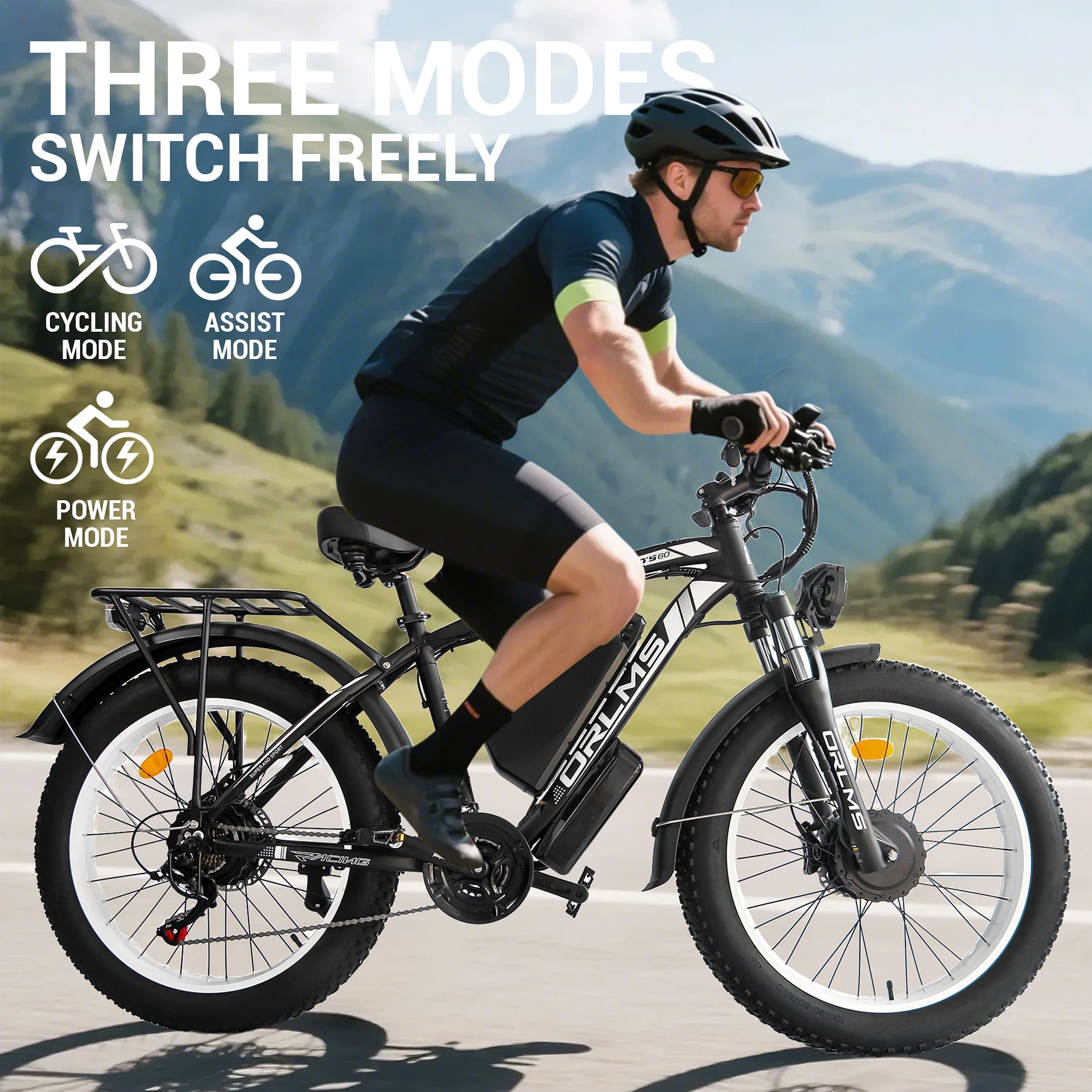 6000W Peak Dual Motor Electric Bike for Adults, 60V 25AH Battery, 45MPH & 100 Miles Range, Full Suspension, 26" x 4.0" Fat Tire Off-Road E-Bike for All Terrain Snow Sand