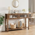 thumbnail image 3 of Wood Console Table for Entryway – 2-Tier Sofa Table with 2 Glass Drawers and Storage, Ideal for Living Room and Foyer, 3 of 6