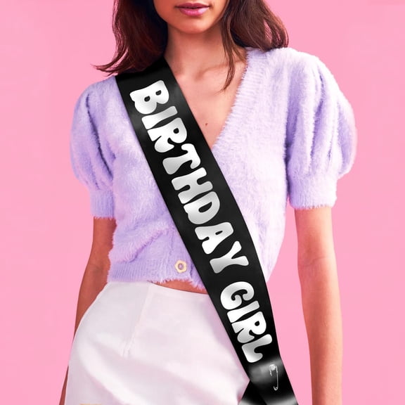1 pcs Black Birthday Girl Sash | Groovy Bday Party Decorations, Silver Girl Party Favor, HBD Supplies, Birthday Queen Outfit, Finally 21, Cute Birthday Sash, 30th, 40th, 50th