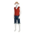 thumbnail image 4 of Disfraz de Luffy para hombre y mujer, uniforme de Cosplay de Anime, camisa, pantalones, sombrero, conjunto de disfraz de fiesta de Carnaval y Halloween, 4 of 4