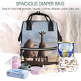 thumbnail image 5 of Balery Elephant Giraffe Mummy Backpack - Waterproof Twill Canvas, Large Capacity Diaper Bag with Multiple Pockets and Adjustable Straps, 5 of 6