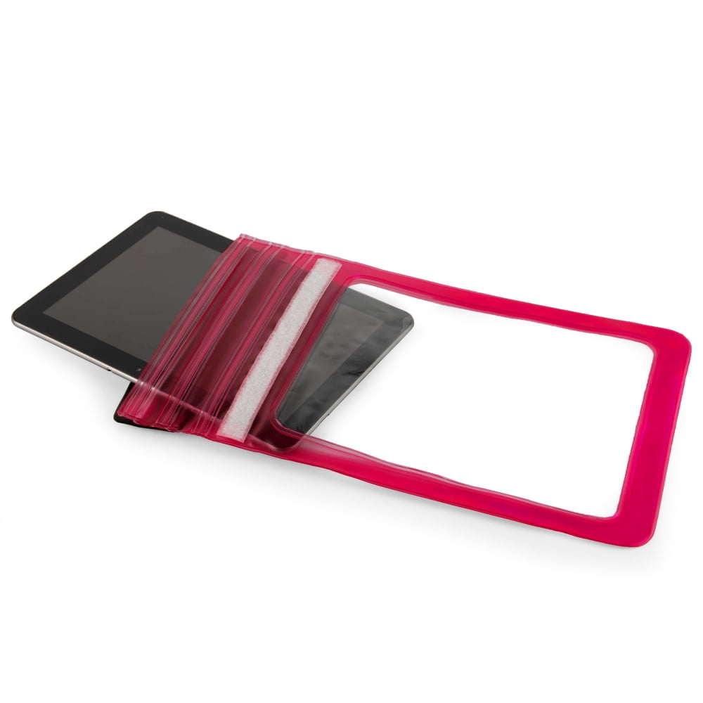 Waterproof Case Tablet Dry Pouch (Pink) w/ Neck Lanyard - Compatible w/ iPad Pro 12.9/11/9.7 Samsung Galaxy Tab S4/Book Microsoft Surface Go, Tablets up to 12.9” Great for Swim Pool Beach Bath Travel