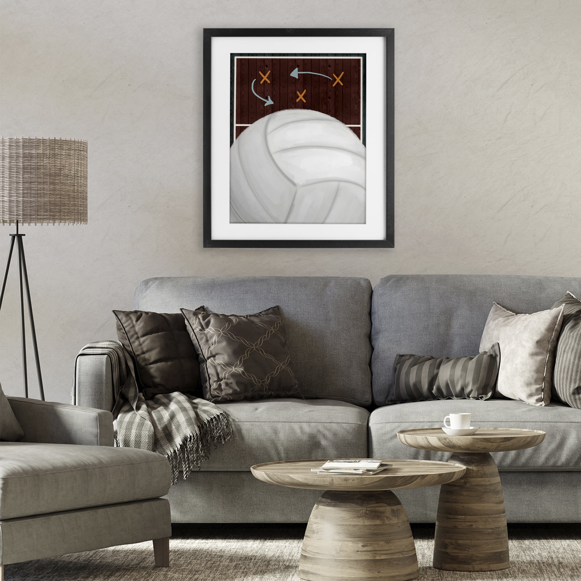 Stupell Industries Volleyball Court Tactics Black Framed Print Under Glass, design by Jennifer Stith