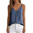 thumbnail image 7 of Fewfanhot Women's Linen Blend Button Front Cami Top, V-Neck Spaghetti Strap Casual Tank, Loose Fit Summer Camisole with Buttons, S-3XL, 7 of 7