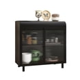 thumbnail image 6 of Modern Sideboard Buffet Cabinet, Console Table with Tempered Figured Glass Doors, Flip Top and Inner Shelves, Metal Storage Cabinet for Dining Room, Kitchen, Living Room & Entryway, Black, 6 of 8