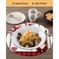 thumbnail image 3 of 13 Inch Round Placemats Set of 6, Red Gnomes Valentines Day Non Slip Heat Insulation PP Table Mats, Love Heart Tree Roses Plaid Washable Place Mats for Kitchen Dining Party Table Decor, 3 of 7