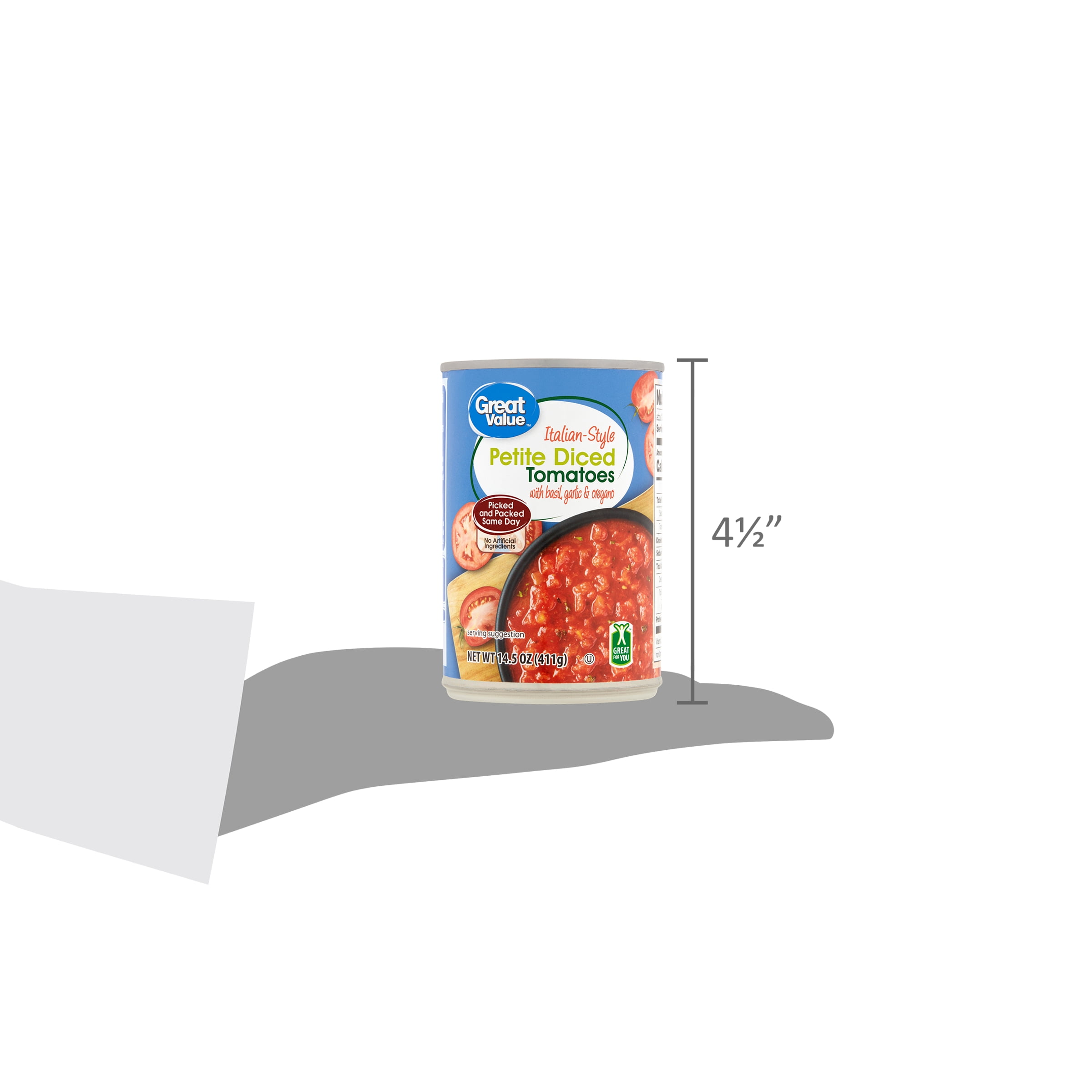 (12 pack) Great Value Italian-Style Petite Diced Tomatoes with Basil, Garlic and Oregano, 14.5 oz
