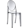 thumbnail image 7 of 2xhome Set of 2 Modern Contemorary Dining Ghost Side Chairs Transparent Clear Stackable Victorian Acrylic Plastic Vanity Chairs, Smoke, 7 of 7
