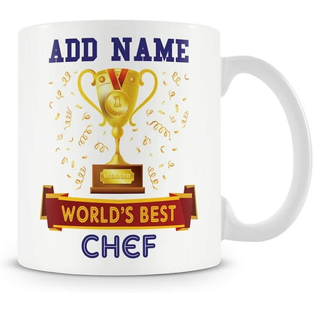 

Chef Mug - Worlds Best Mug Gift - Customise with Name - Blue