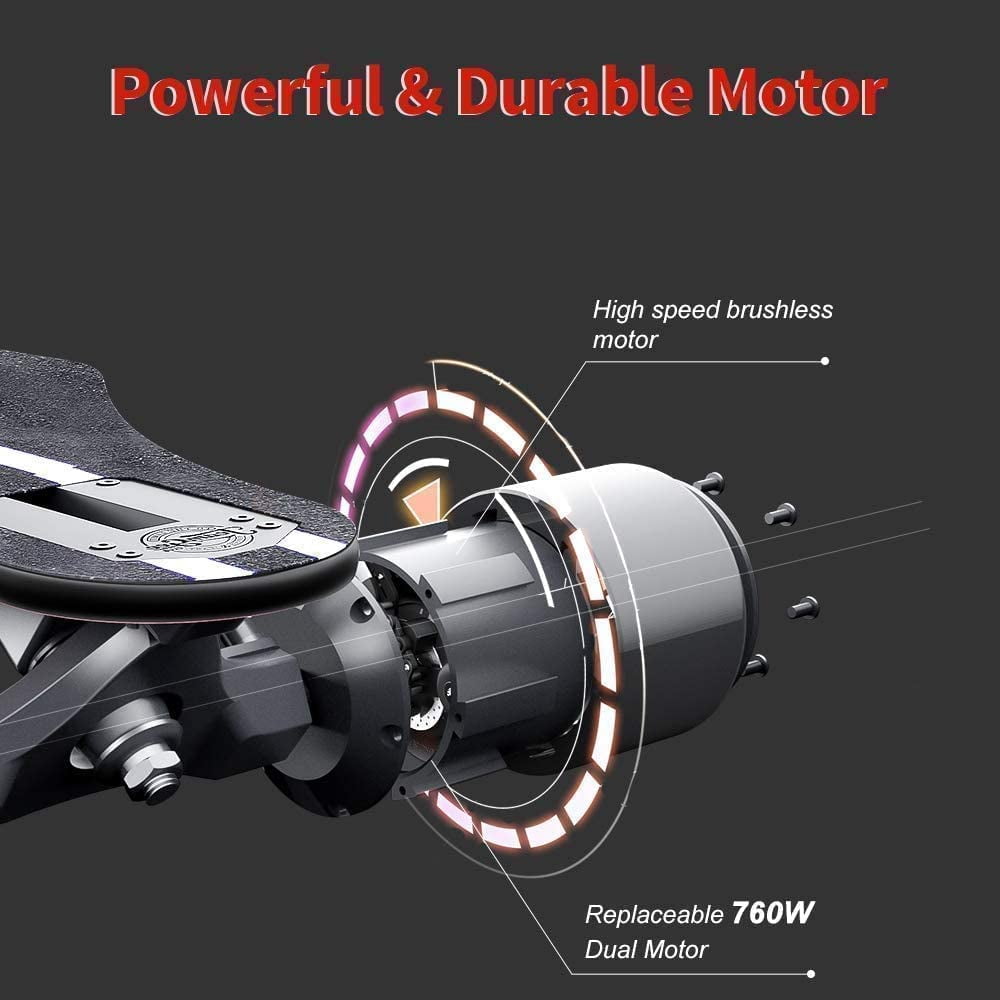 Teamgee H5 37" Electric Skateboard, 22 MPH Top Speed, 760W Dual Motor, 11 Miles Range, 14.5 Lbs, 10 Layers Maple Longboard with Wireless Remote Control