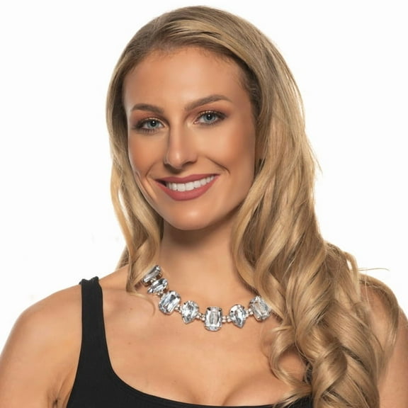 UNDERWRAPS Women's Faux Diamond Necklace - Large Diamond Chain, Necklaces for Women, Trendy Jewelry, 90s Vintage Necklace, Jewelry Gift