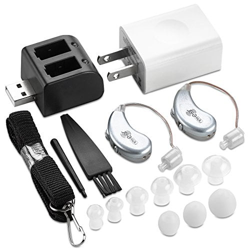 Digital Hearing Amplifiers By NewEar Rechargeable BTE Personal Sound Amplifier Pair with USB Dock Premium Behind the Ear Sound Amplification Digital Hearing Amplifiers By NewEar Rechargeable BTE Personal Sound Amplifier Pair with USB Dock Premium Behind the Ear Sound Amplification