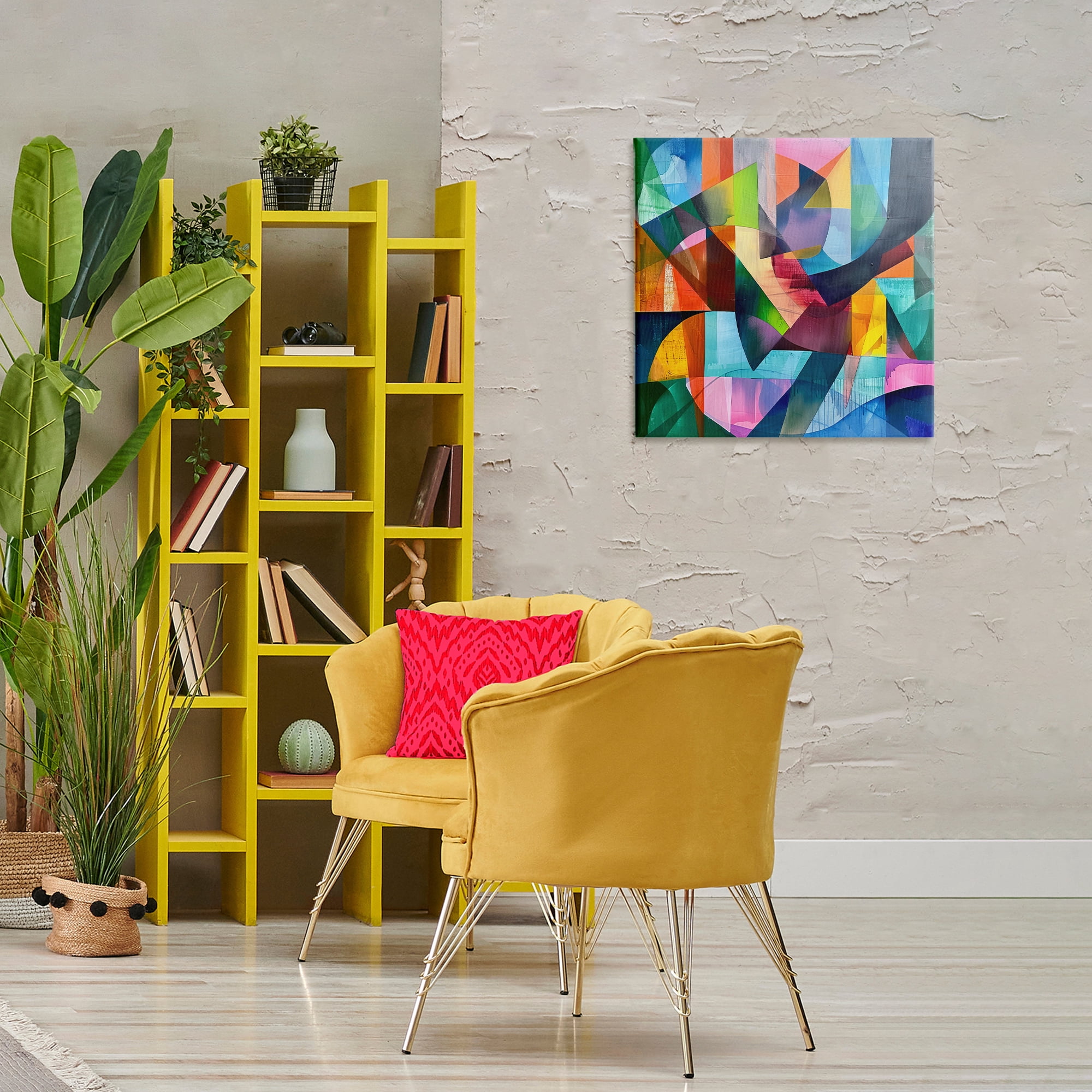 Stupell Industries Layered Luminous Shapes Abstract Painting Gallery Wrapped Canvas Art Print Wall Art, 24 x 24