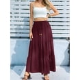 thumbnail image 5 of Women's Spliced Pleated Midi Pockets or Skirt for Casual Wine Red S, 5 of 7