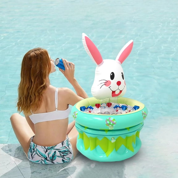 DAMAI Easter Inflatable Pool Party Cooler, Easter Party Decoration, Portable Cute Easter Bunny Ice Bucket,Drink Cooler for Game Play Garden Swimming Pool Indoor Outdoor Decoration