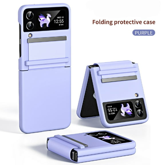 Mantto Folding Case for Samsung Galaxy Z Flip 3, Elegance Slim Profile Rugged Skin-Friendly Shockproof Case with Semi-Automatically Soft Hinge Protection Cover for Samsung Galaxy Z Flip 3,Purple