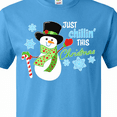 thumbnail image 4 of Inktastic Just Chillin' This Christmas Fun Snowman in Top Hat T-Shirt, 4 of 5