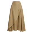 thumbnail image 6 of Vmvidoty Cotton Linen Skirts for Women S-3XL Maxi Length Summer Skirts Button High Rise A-Line Fashion Flowy Long Business Skirt Khaki S, 6 of 6