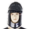 thumbnail image 3 of Functional Battle Ready 16G Medieval Black Knight Bassinet Helmet LARP SCA Armor Cosplay Roman Viking Theatre Play, 3 of 11