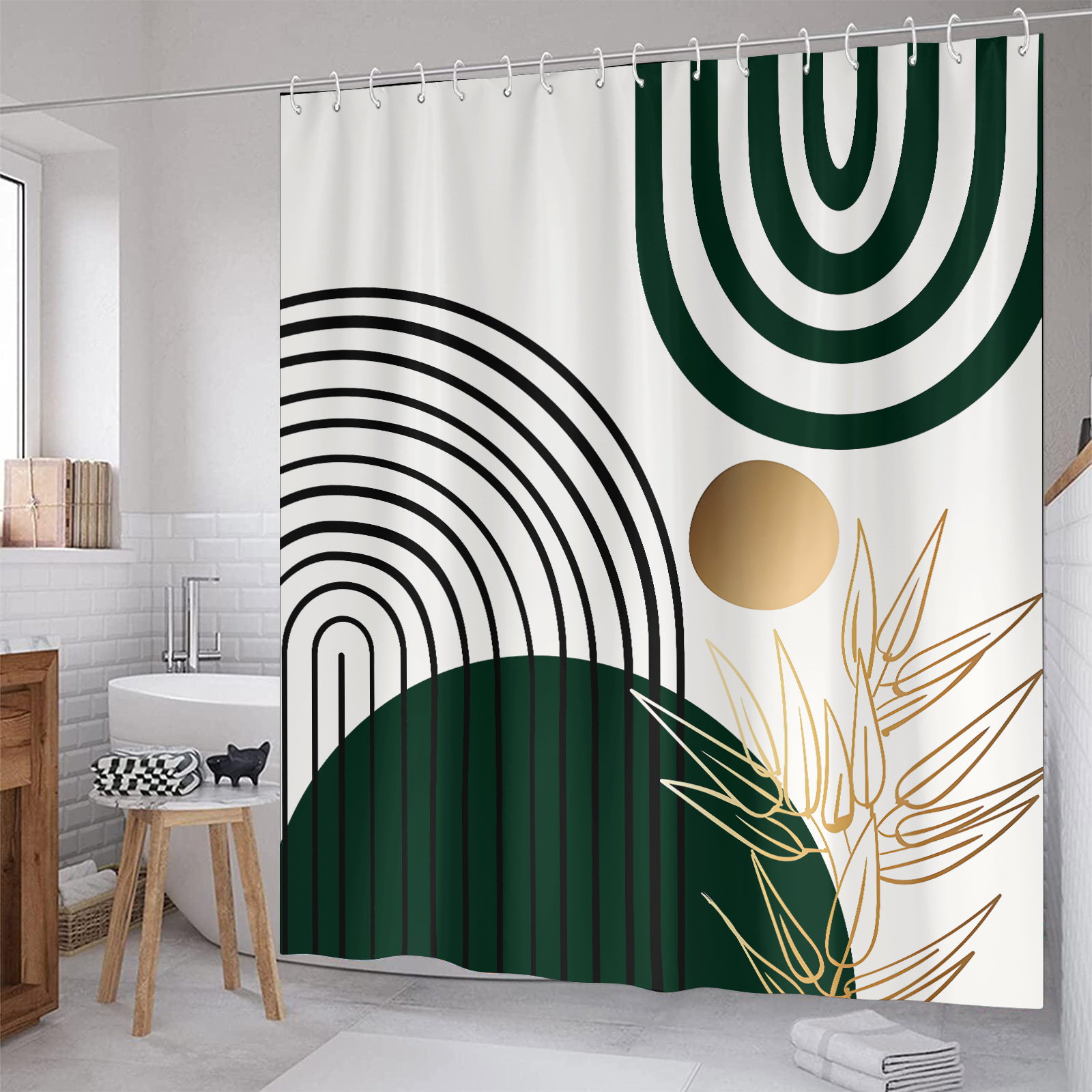 Popular Bath Tenda Doccia Sinatra - Colore Argento Con Paillettes - 182 X 178 Cm - 100% Poliestere - Stile Glamour E Moderno Per Il Tuo Bagno