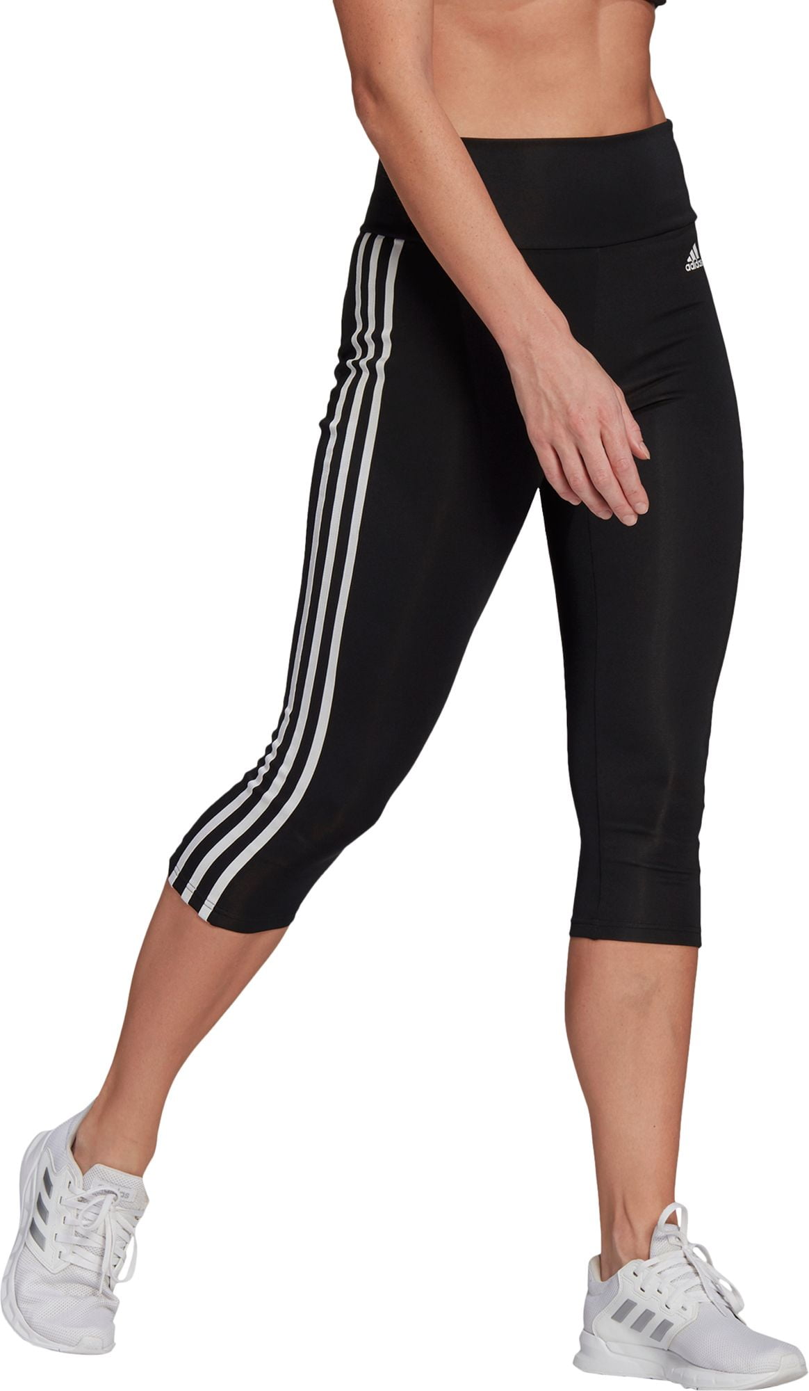 adidas Women's Designed Move High-Rise 3-Stripes 3/4 Sport Tights, Black/White, S Walmart.com