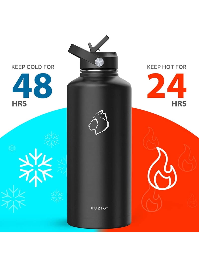 BUZIO 87oz Insulated Water Bottle, Stainless Steel, Straw Lid