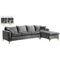 thumbnail image 2 of Home Square 2-Piece Set with Velvet Reversible Sectional and Ottoman in Gray, 2 of 9