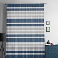 thumbnail image 5 of Navy Blue Stripes Semi Sheer Curtains Drapes for Living Room,Bedroom,French Doors Window 96 Inches Long,Modern Minimalist Horizontal Ombre Lines Rod Pocket Chiffon Curtain Drapery Voile Drape Panel, 5 of 6
