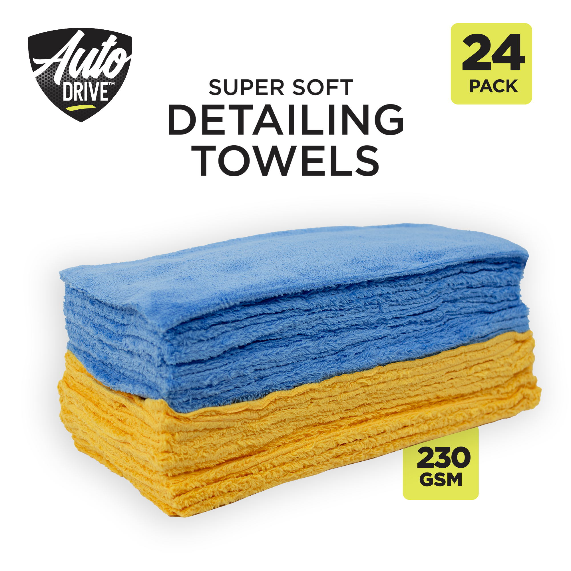 Auto Drive 24-Pack Microfiber Detailing Towels, Blue & Yellow photo 7