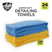 Auto Drive Coral Fleece Microfiber Towel, 24 Pack, Multi-Purpose Cleaning and Detailing, Blue & Yellow