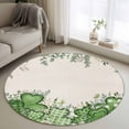 thumbnail image 2 of St. Patrick's Round Area Rugs Collection 4', Luck Shamrock Eucalyptus Leaves Flowers Beige Non Slip Indoor Circular Throw Runner Rug Floor Mat Carpet for Living Room Dining Table Bedroom Nursery, 2 of 9