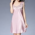 thumbnail image 2 of Homgro Women's Sleeveless Nightgown Sexy Satin Sleep Dress Built-in Bra V Neck Tank Lounge Dresses Mini Lace Nightdress Silk Silky A-line Light Pink Small, 2 of 5