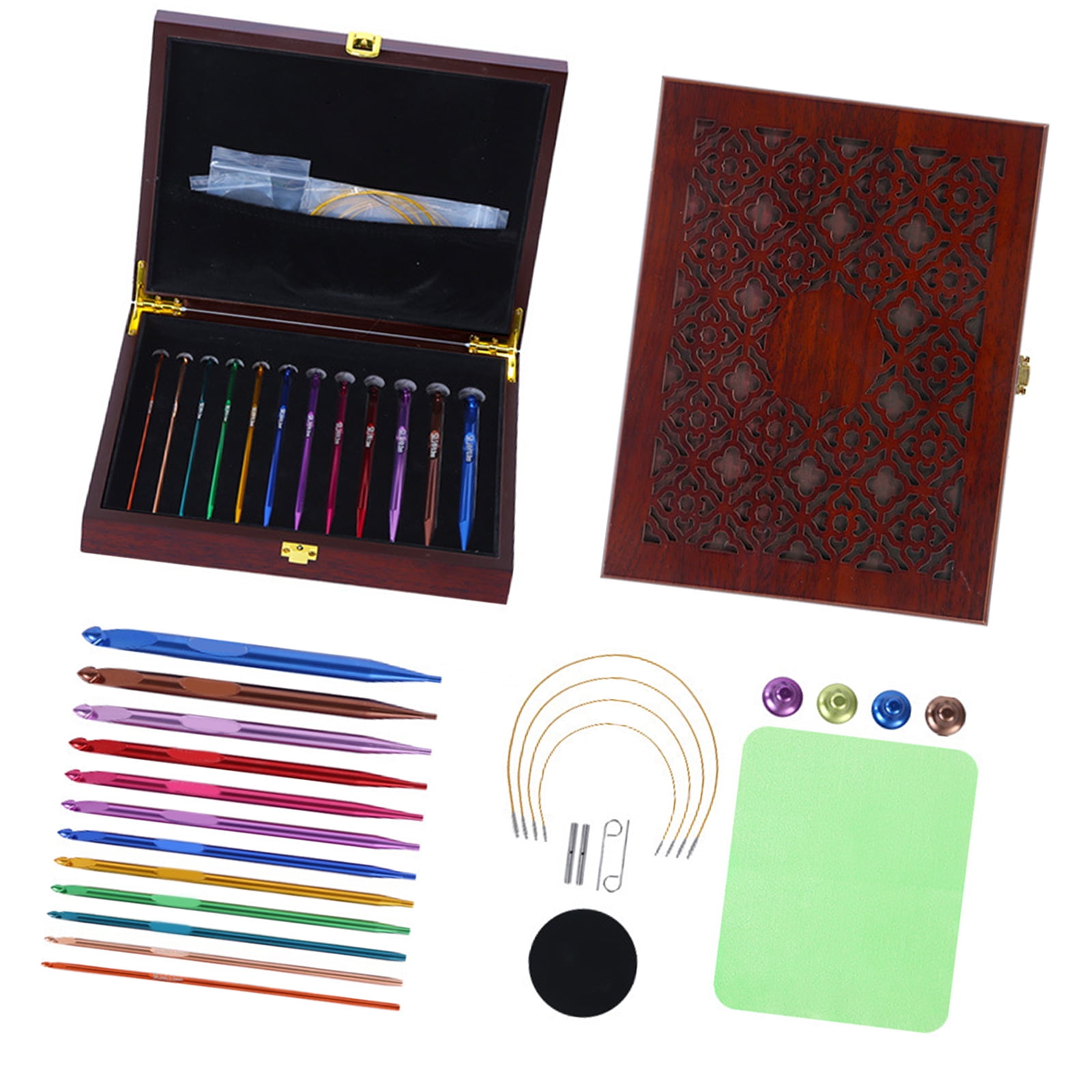 12Pcs Interchangeable Tunisian Crochet Hook Set 3.0mm-10mm Aluminum Circular Knitting Needle for Sweater Blanket Bag