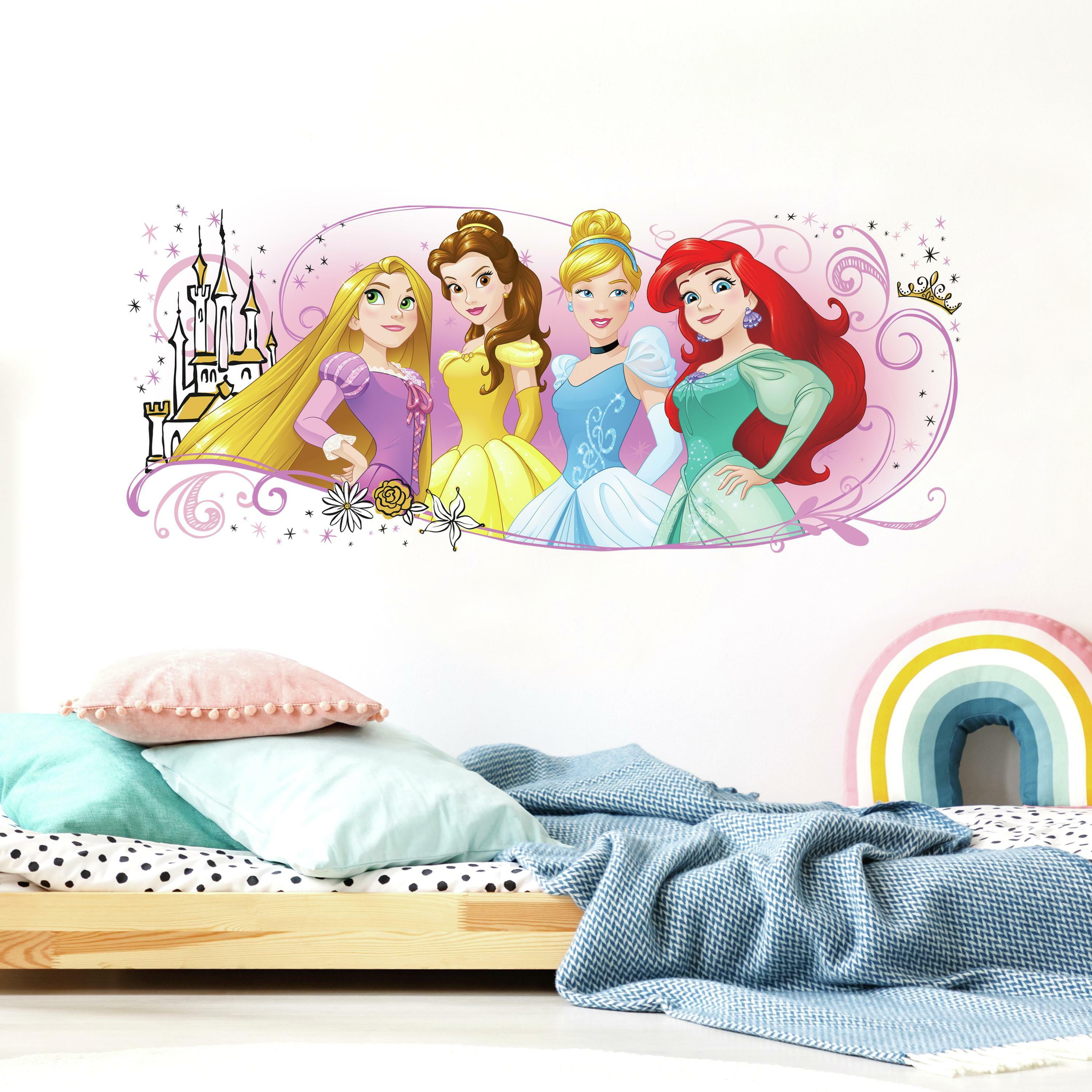 Girly bedroom decor photo wallpaper feature wall Disney PrincessWithout glue