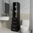 thumbnail image 3 of Bathroom Storage Cabinet Piñon Bathroom Linen Cabinet with Glass Door and Drawers, Wengue,Bathroom Wall Storage, 3 of 8