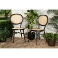 thumbnail image 7 of Baxton Studio Thalia Mid-Century Modern Dark Brown Finished Metal and Synthetic Rattan 2-Piece Outdoor Dining Chair Set, 7 of 7