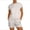 Beige, variant on Womens Linen Blend Two Piece Outfit Round Neck Short Sleeve Top Elastic Waist Shorts with Pockets Loose Fit Casual Summer Matching Set