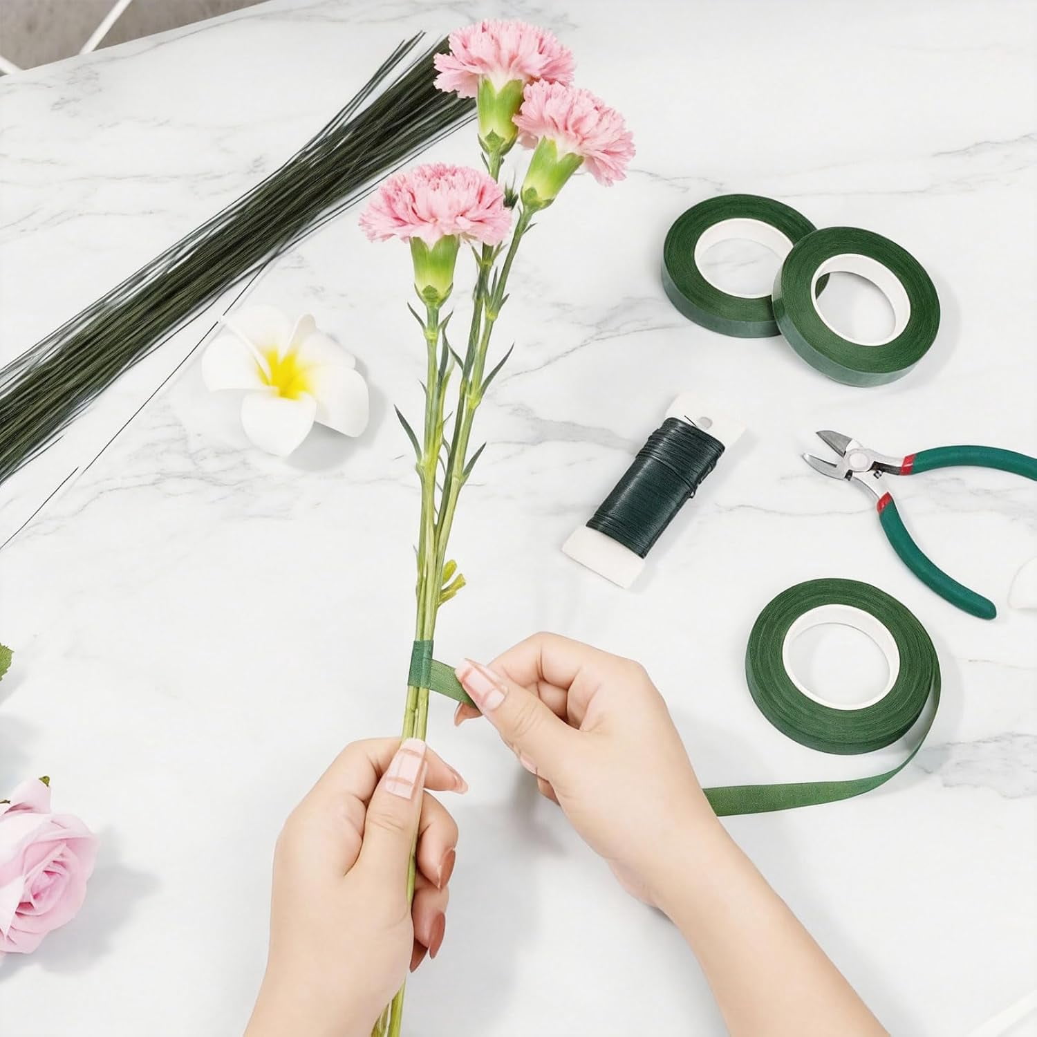 Florist Wire And Florist Tape Arrangement Tools Kit With Wire Cutter, Floral Tape And Floral Wire For Bouquet Stem Wrap Florist, Craft Beading & Wreath Making Supplies