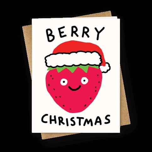 Berry Christmas Card – Fun Strawberry in Santa Hat Design – Blank Inside for Personal Messages – Perfect Holiday Greeting for Friends and Family