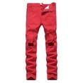 thumbnail image 1 of Men's Trend Ripped Nostalgic Denim Trousers - Fashionable and Durable for Daily Wear, 1 of 7