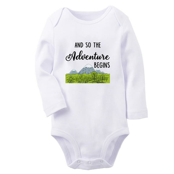 And So The Adventure Begins Funny Rompers, Newborn Baby Unisex Bodysuits, Infant Jumpsuits, Toddler 0-12 Months Kids Long Sleeves Oufits (White, 6-12 Months)
