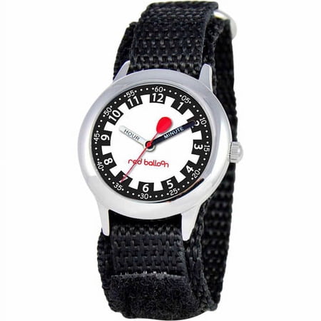 Boys' Stainless Steel Watch, Black Strap