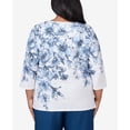 thumbnail image 5 of Alfred Dunner Womens Plus-Size  Floral Shimmer Three Quarter Sleeve Top, 5 of 6