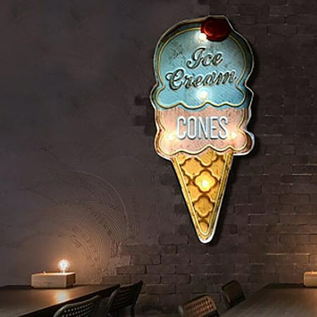 

Ice Cream Shape Wrought Iron LED Lamp Wall Hanging Home Cafe Wall Decoration