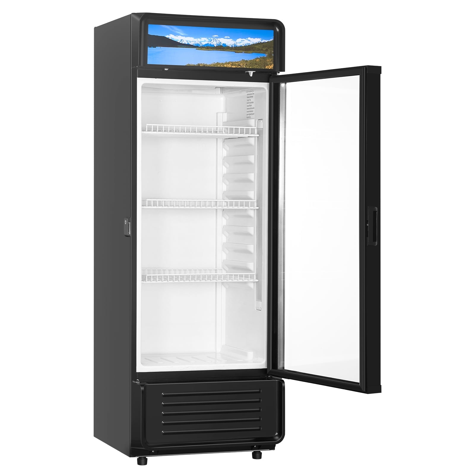 KFFKFF Commercial Merchandiser Refrigerator Single Glass Door 6.9 Cu ft , Display Beverage Cooler Merchandiser Customizable Lightbox
