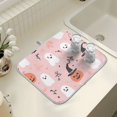 thumbnail image 4 of Yayeee Dish Drying Mat for Kitchen Counter 16" x 18" Microfiber Super Absorbent Coffee Decorative Pad, Pink Halloween Ghosts, 4 of 9