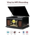 thumbnail image 3 of FEKTIK Tocadiscos Bluetooth 10 en 1, TOCADISCOS FEKTIK de 3 velocidades para vinilo con parlantes, convertidor de LP a MP3, CD, reproductor de casetes, radio FM, transmisión inalámbrica | Negro, 3 of 5