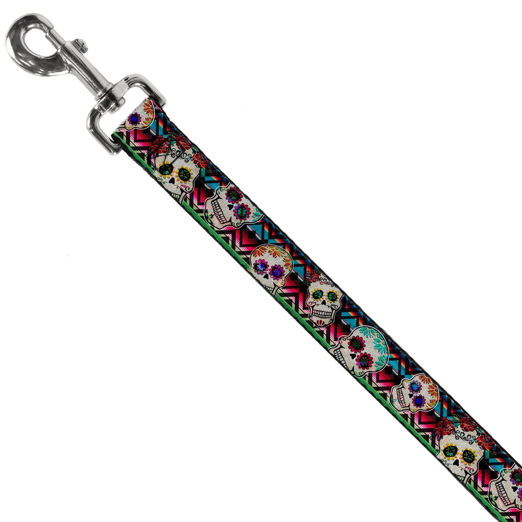 Buckle-Down Pet Leash, Dog Leash, Sugar Skulls Zarape Multi Color, 6 Feet Long 1.0 Inch Wide