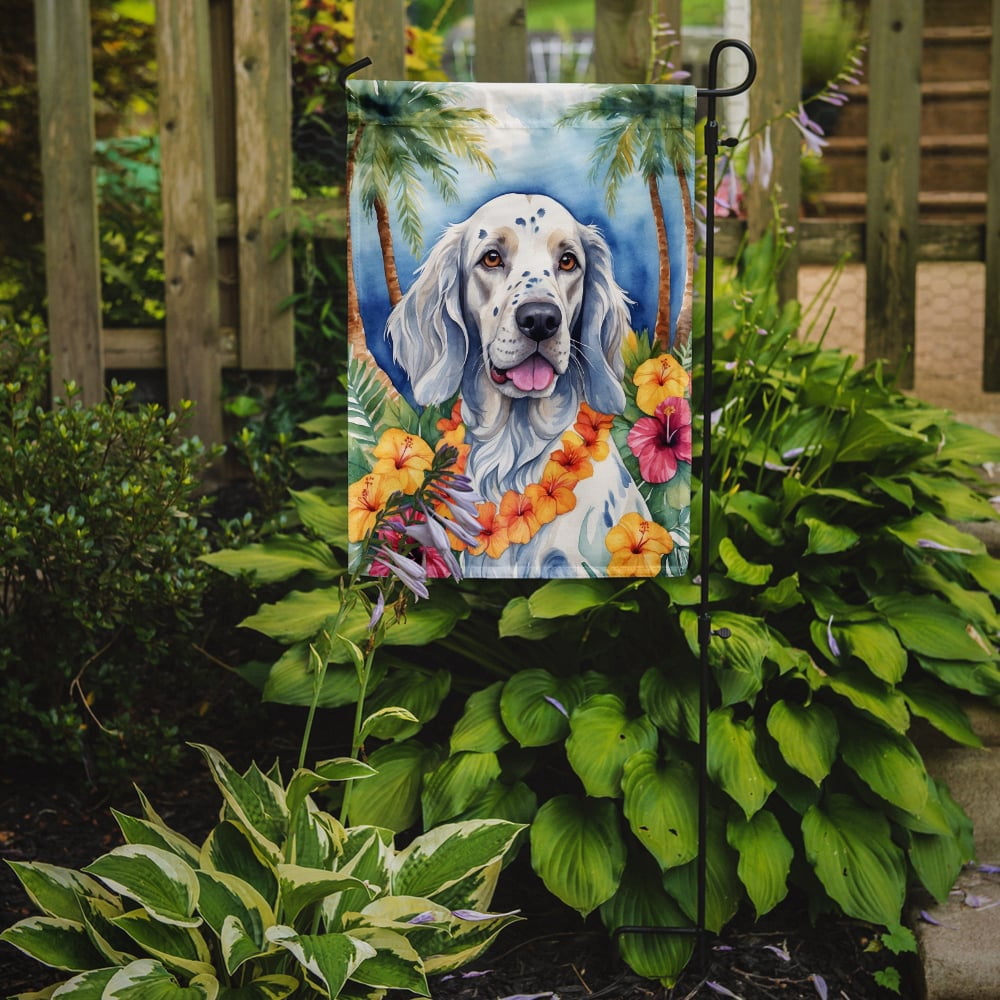 English Setter Luau Garden Flag 11.25 in x 15.5 in
